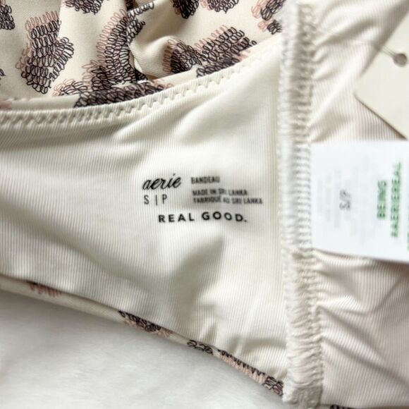 NEW Aerie Leopard One Shoulder Bandeau Bikini Top Size Small - Picture 5 of 8